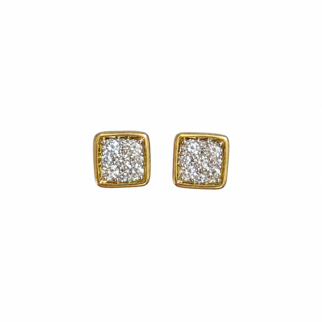 Princess-Cut Diamond Cluster Earrings