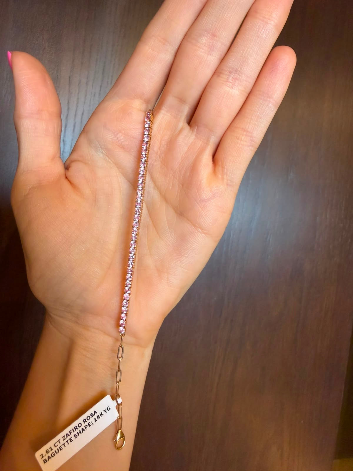 Half Tennis Bracelet Zafiro Rosa Half Paperclip