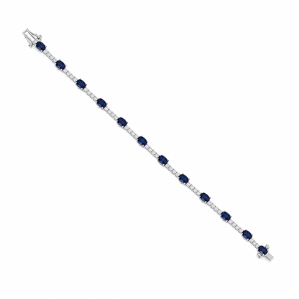 Oval-Cut Blue Sapphire Tennis Bracelet