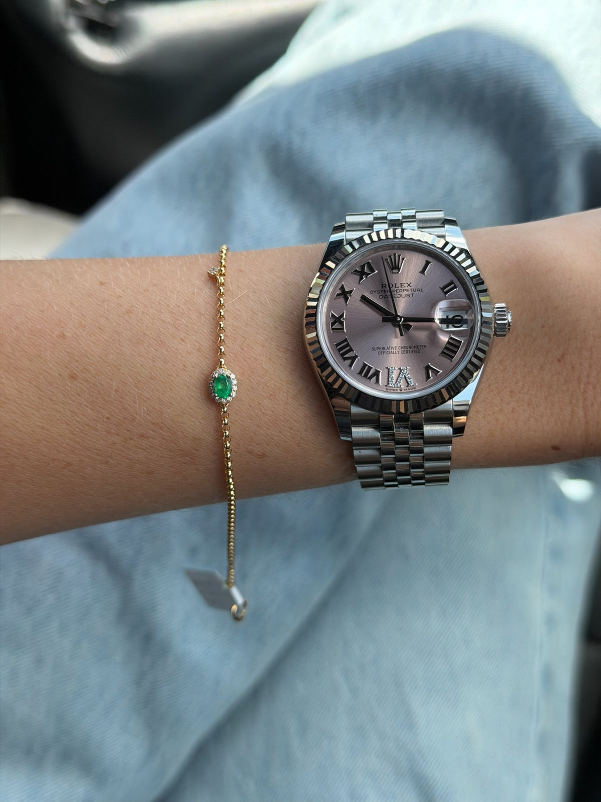 Pulsera Mini Esmeralda con Halo Diamantes