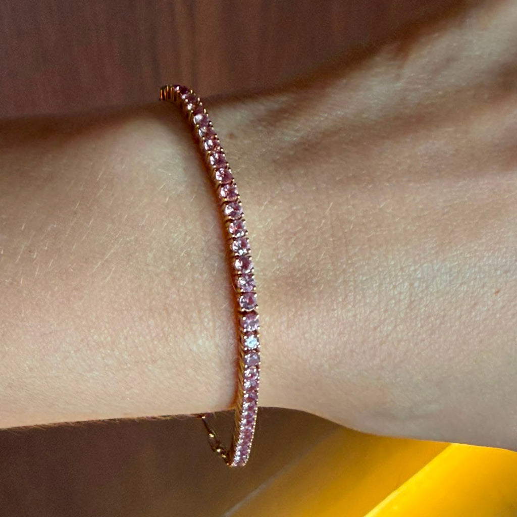 Half Tennis Bracelet Zafiro Rosa Half Paperclip